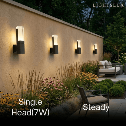 Arcato Modern Rectangle Wall Sconce - Black Metal for Garden/Outdoor Spaces