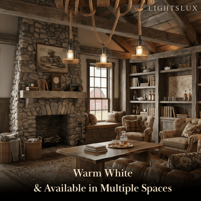 Irondale Vintage 3-Light Pendant Lamp – Wood & Rope Design for Dining Room