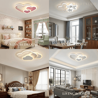 Vivara Modern LED Dimmable Star Ceiling Light – Designer White/Pink Kids Room
