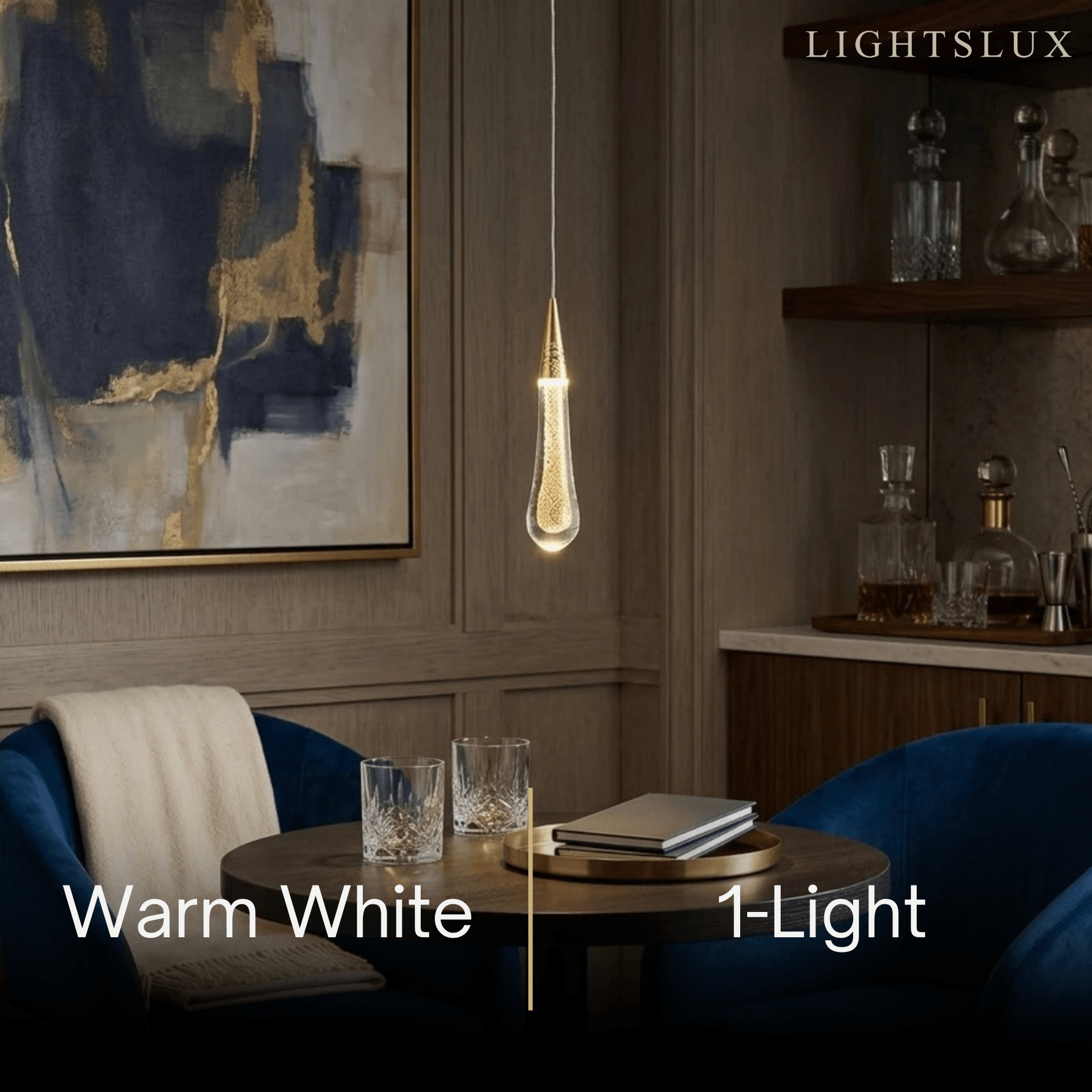 Excelis Art Deco Teardrop Pendant Light - Gold