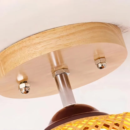 Rattan Ceiling Light – Bamboo Flush Mount Dimension