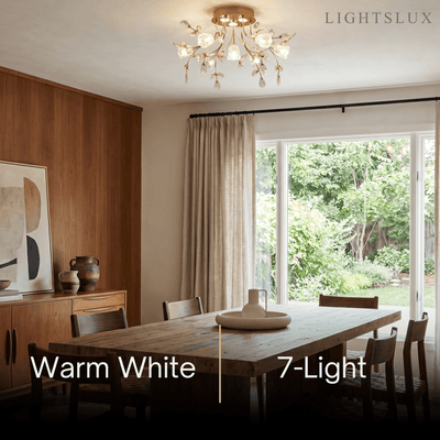 Excelis Royal Dendrite Ceiling Light – Gold Metal & Glass Fixture Living Room/Bedroom