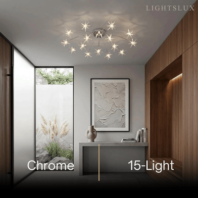 Nebula Art Deco Ceiling Light - Gold/Black/Chrome Metal Fixture for Bedroom