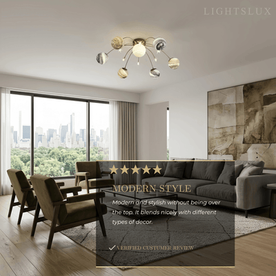 Nebula Art Deco Gold Frame Ceiling Light 