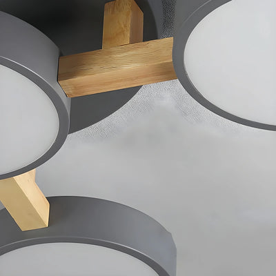 Round Ceiling Light – 3-Color Fixture with Three Heads Bedroom