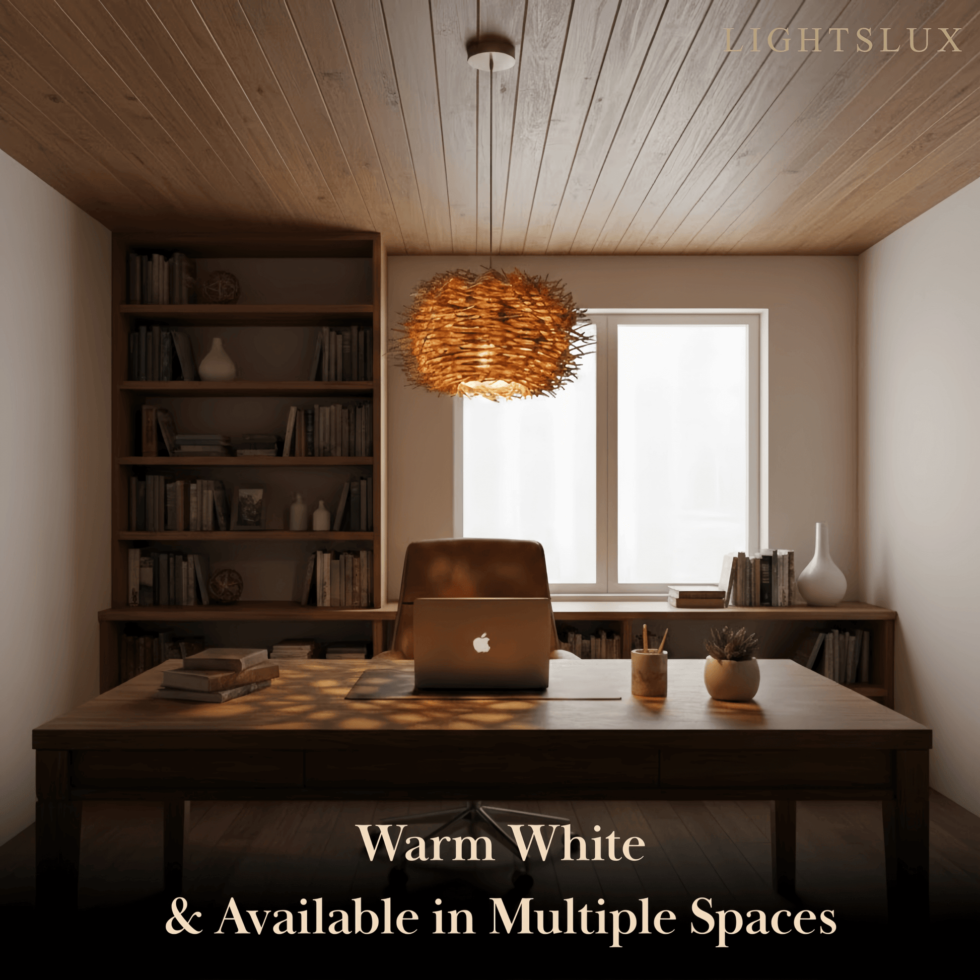 Bamburo Farmhouse Globular Wood Pendant Light – Brown for Living Room