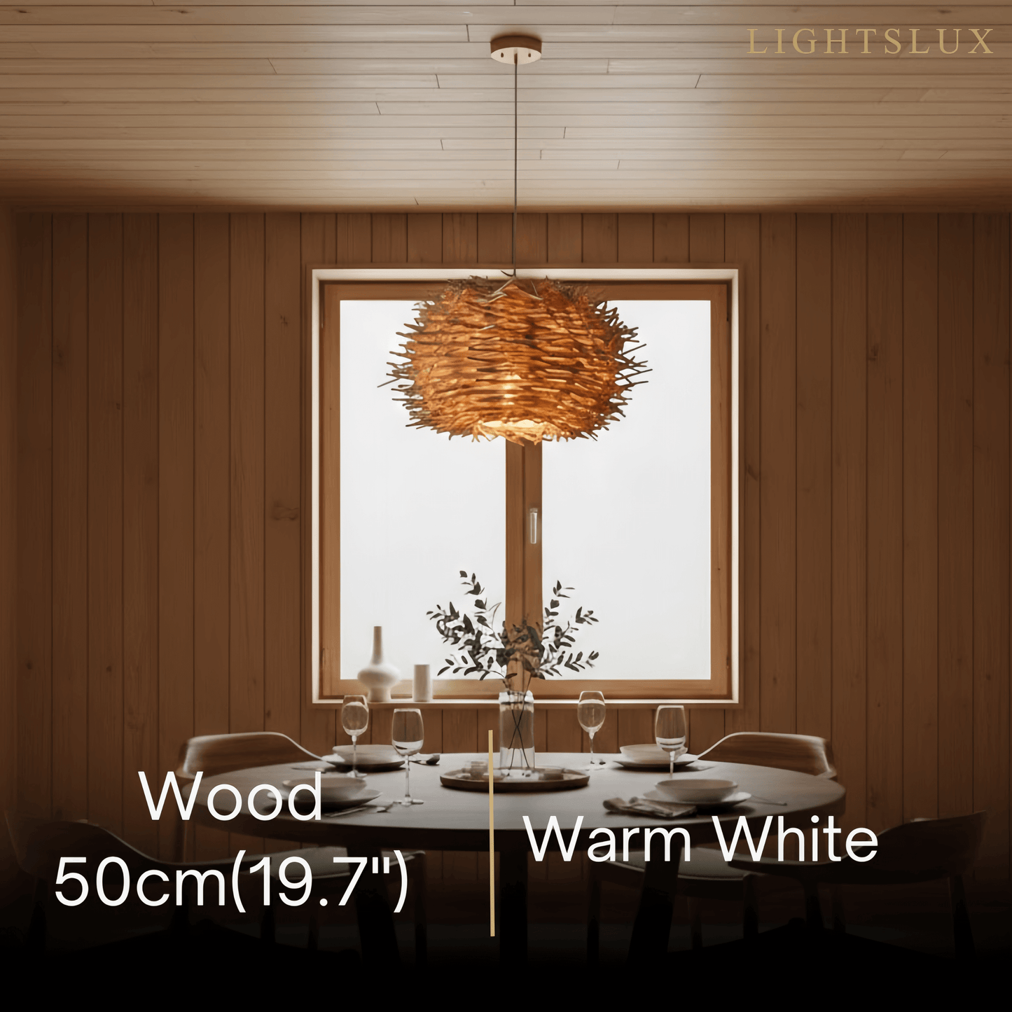 Bamburo Farmhouse Globular Wood Pendant Light – Brown for Living Room