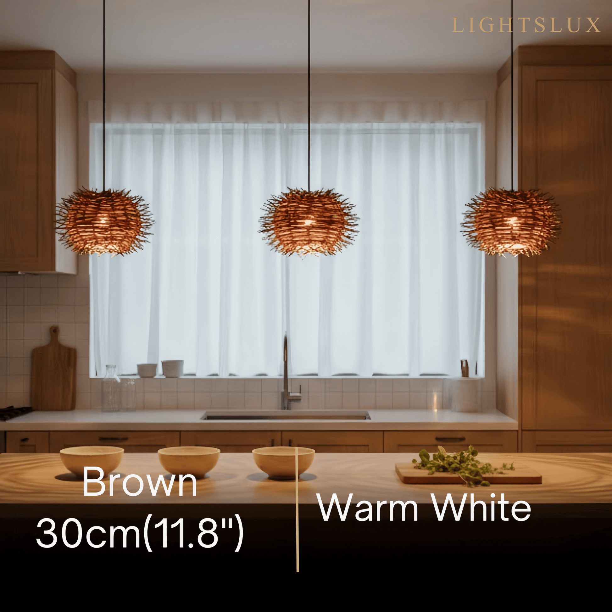 Bamburo Farmhouse Globular Wood Pendant Light – Brown for Living Room