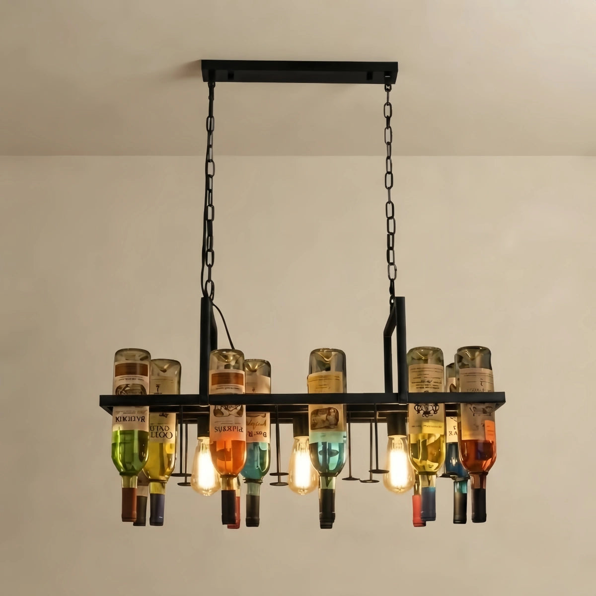 Arcato Art Deco Wine Bottle Pendant Light - Rust Glass  Dining Room/Bar