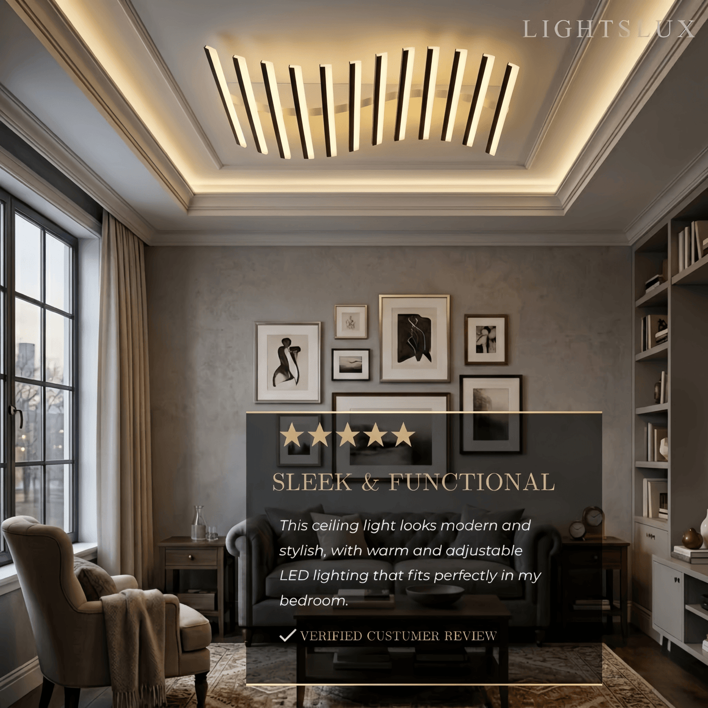 Arcato Minimalistische lineare Deckenleuchte - Metall-Deckenleuchte für das Wohnzimmer