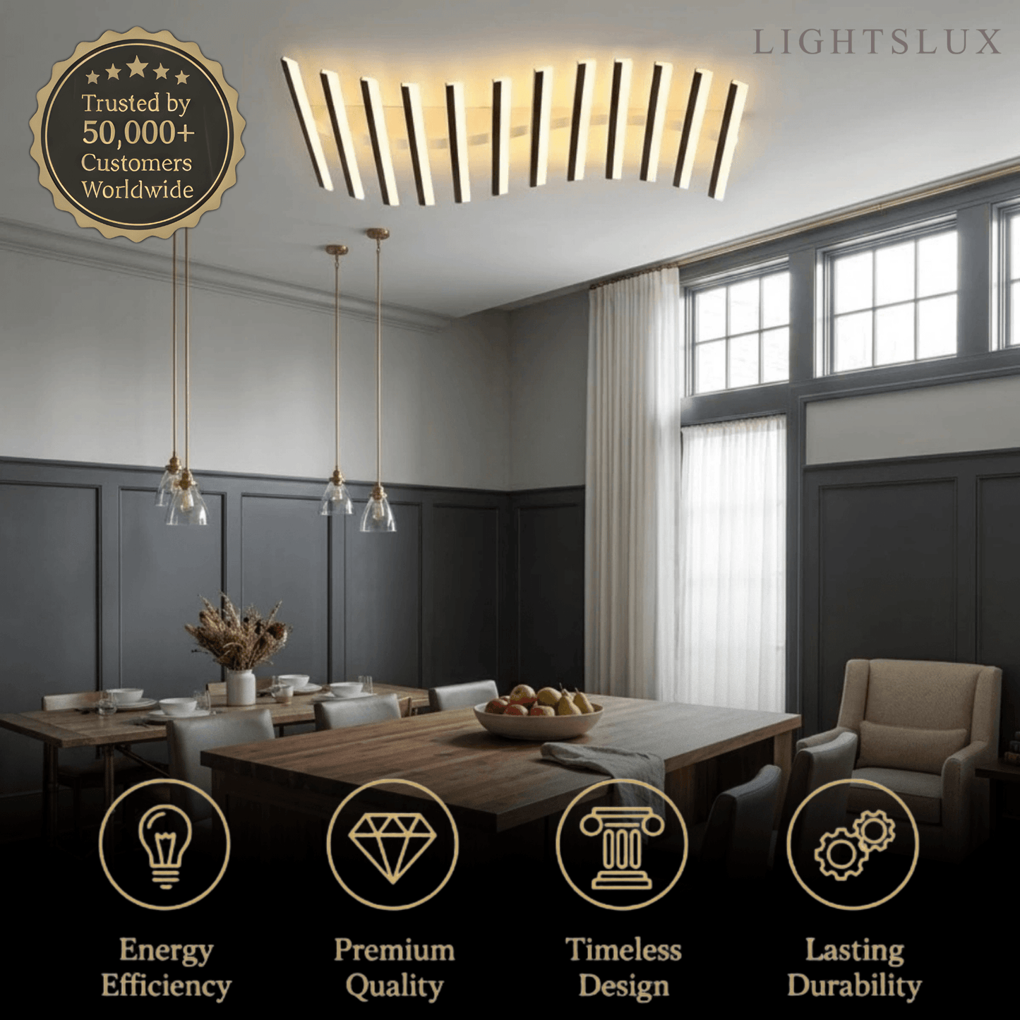 Arcato Minimalistische lineare Deckenleuchte - Metall-Deckenleuchte für das Wohnzimmer