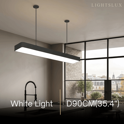 Arcato Minimalist Black Pendant Light – Rectangular Acrylic Lamp for Study/Dining Room