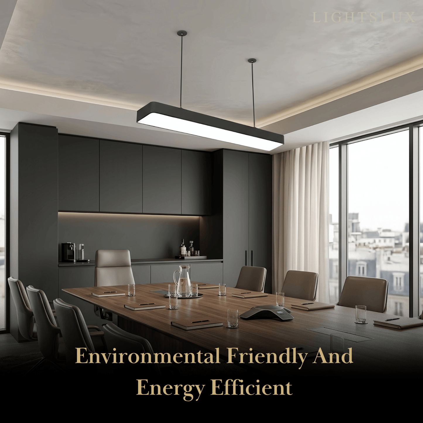 Arcato Minimalist Black Pendant Light – Rectangular Acrylic Lamp for Study/Dining Room