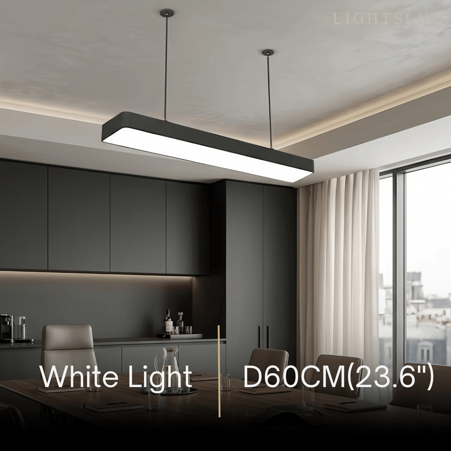 Arcato Minimalist Black Pendant Light – Rectangular Acrylic Lamp for Study/Dining Room