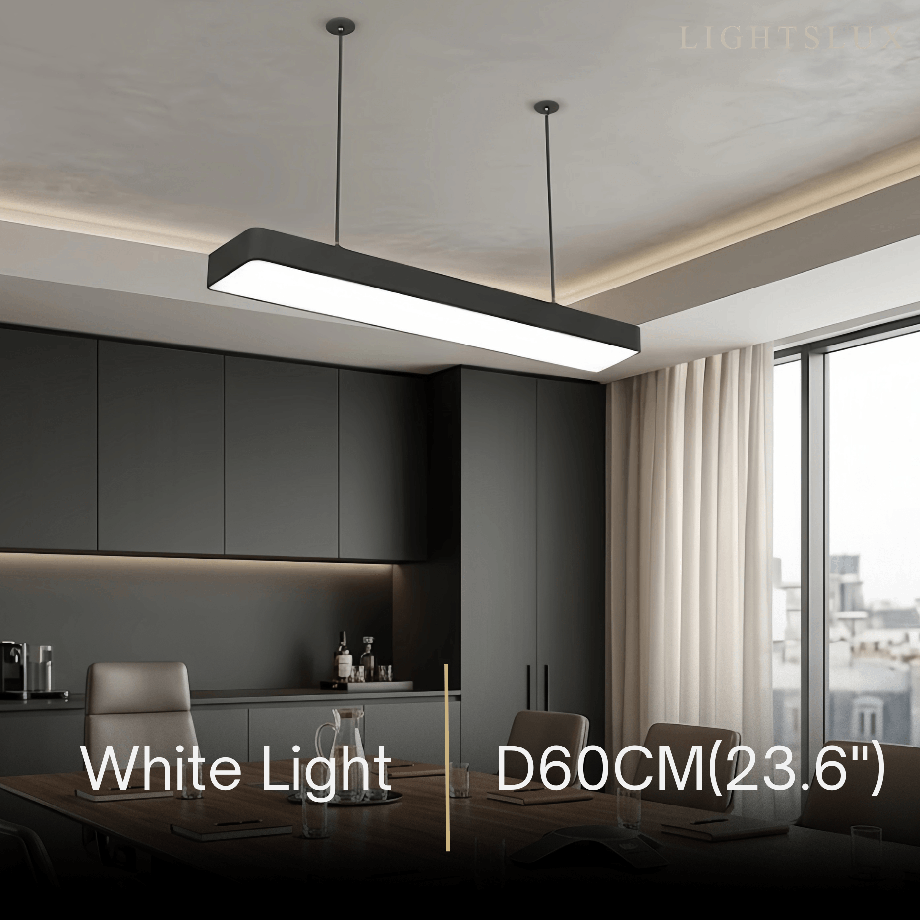 Arcato Minimalist Black Pendant Light – Rectangular Acrylic Lamp for Study/Dining Room
