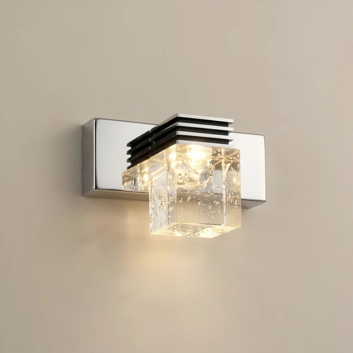 Arcato Modern Square Vanity Light— Crystal & Metal Frame IP44 for Bathroom