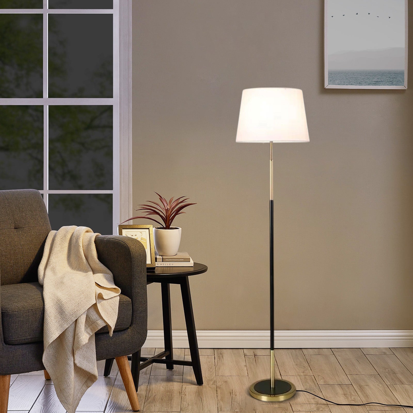 Floor Lamp —  Metal Frame with Warm Glow Indoor