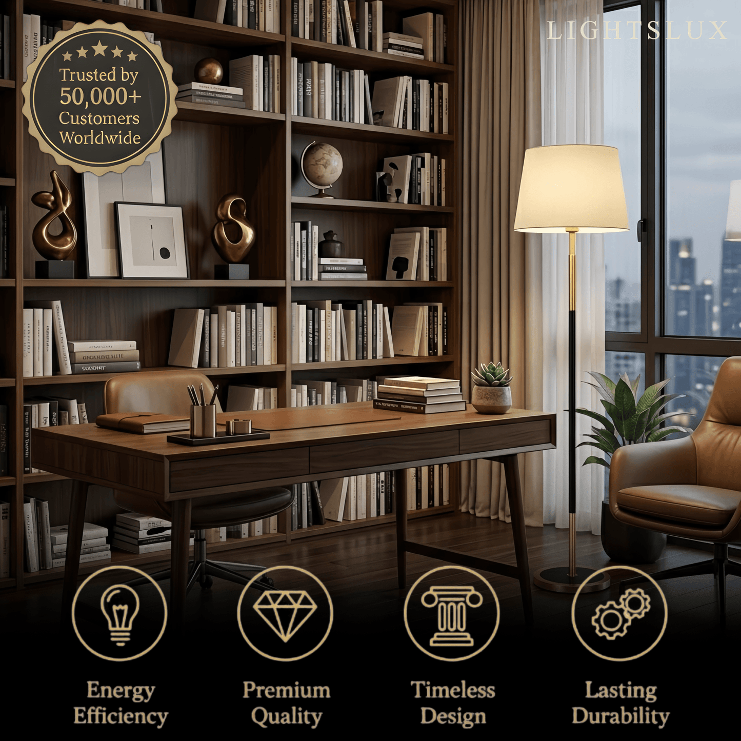 Zenno Modern Cylinder Fabric Floor Lamp