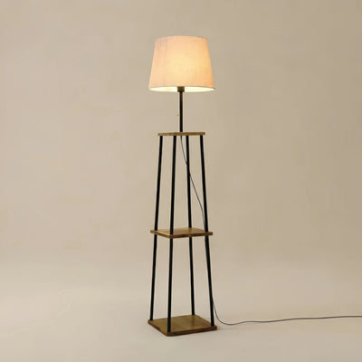 Zenno Modern Floor Lamp with Fabric Shade — Black Metal for Dining Room