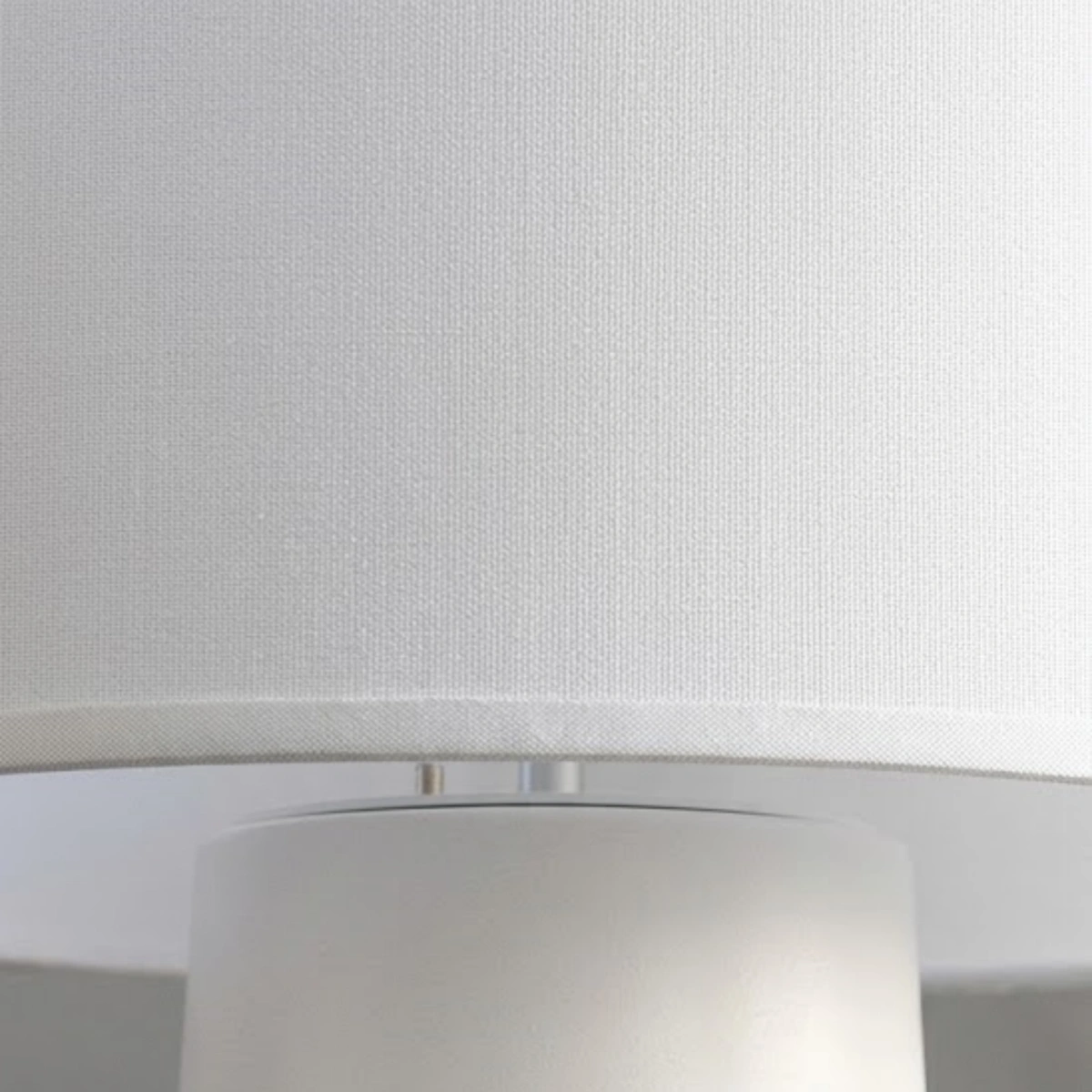 Floor Lamp - White Metal & Fabric for Living Room