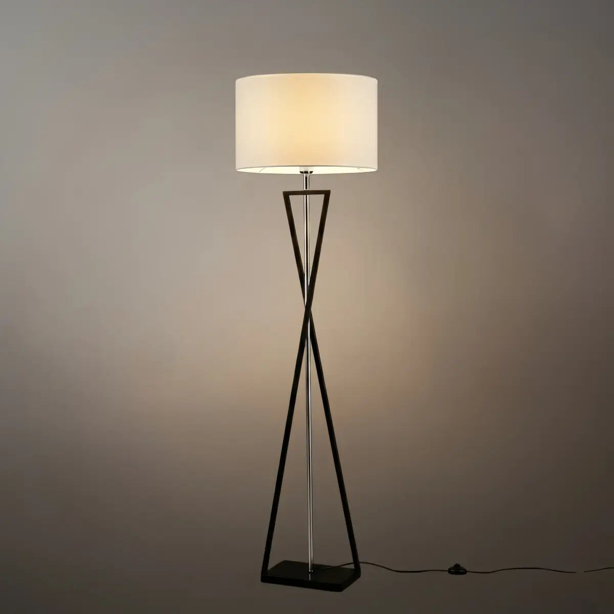 Modern Floor Lamp with Cylindrical Fabric Shade