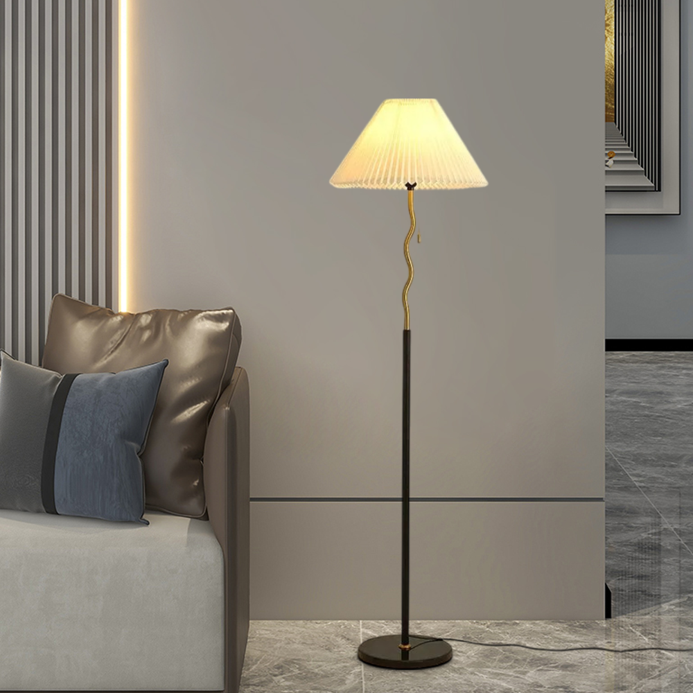 Crema Minimalist Metal & Fabric Floor Lamp