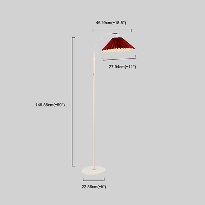 Minimalist Modern Floor Lamp — Pleated Metal/Fabric Dimensions