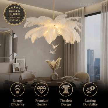 Lunara Art Deco Feather Chandelier