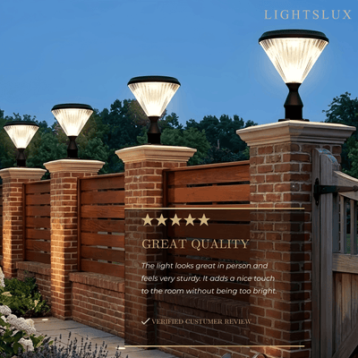 BT971 Arcato Modern Diamond Outdoor Pillar Light – Black Metal/Acrylic for Patio