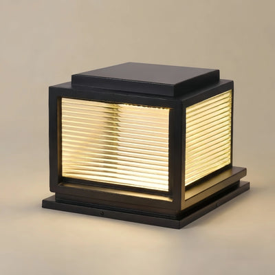 Arcato Modern LED Outdoor Pillar Lights - Black Metal/Glass Solar Rectangular Garden