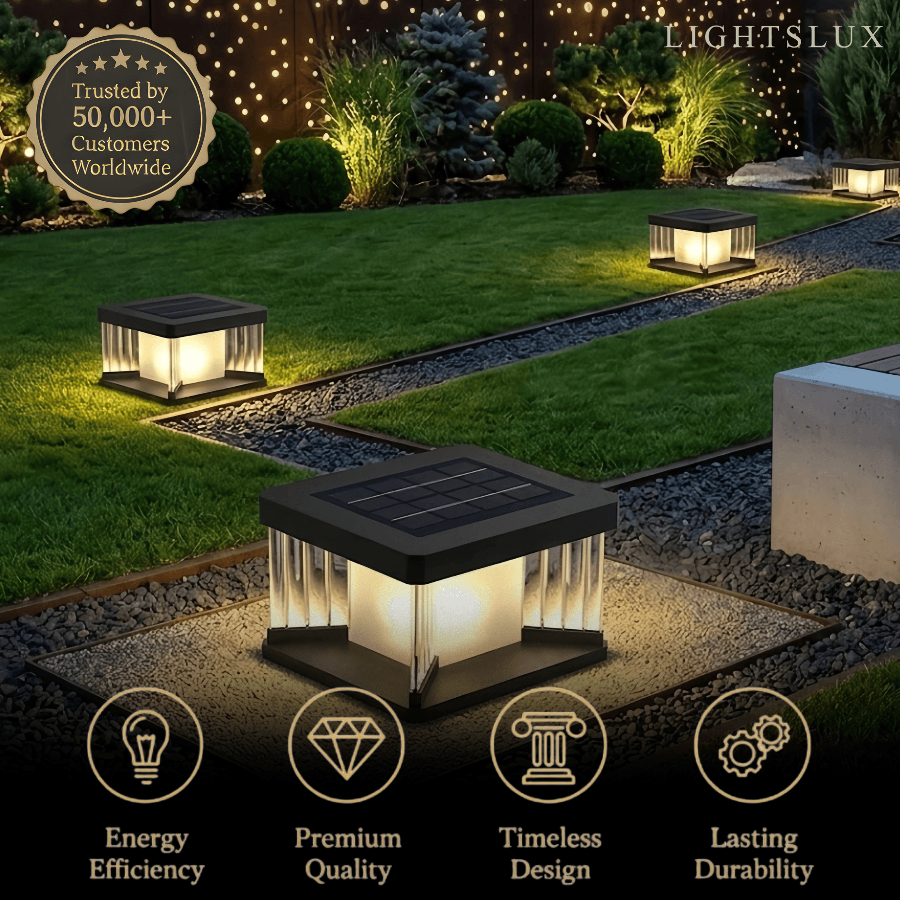 Arcato Modern Outdoor Solar Pillar/Pathway Lights