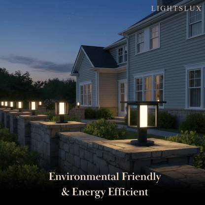 Modern Solar Pathway Lights  - Black Metal Lantern Design