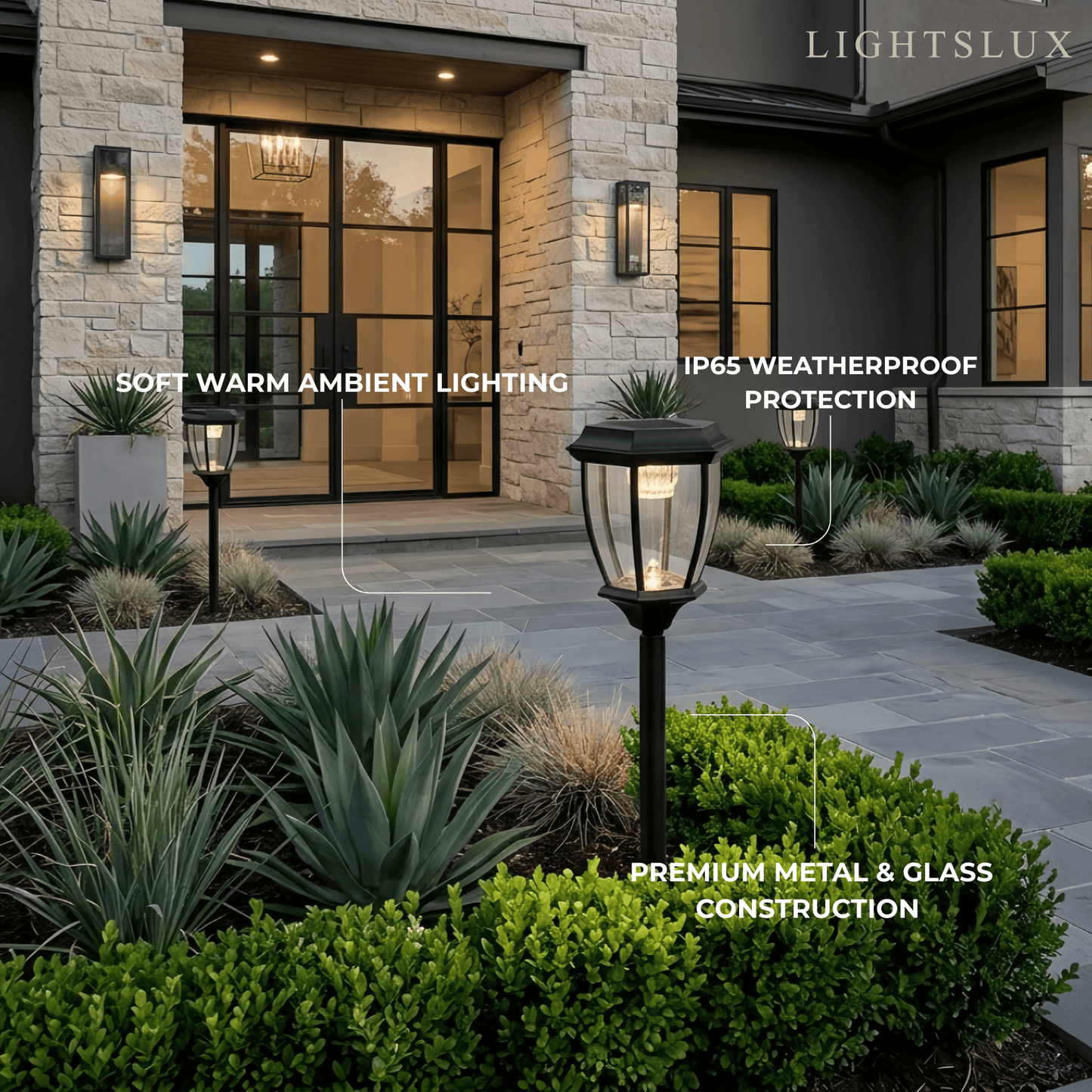 Outdoor Pathway Lights - Black Metal