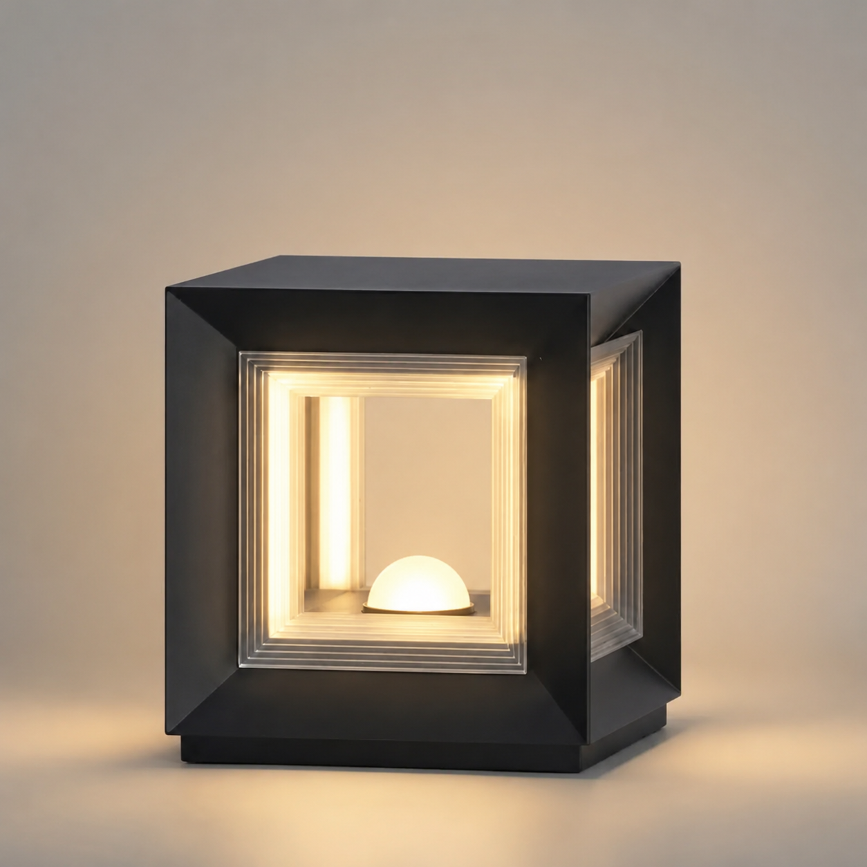 Arcato Moderne LED-Außensäulenleuchten – Schwarzes Metallwürfel-Design