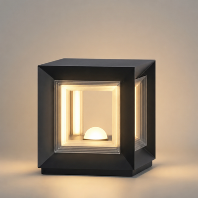 Arcato Moderne LED-Außensäulenleuchten – Schwarzes Metallwürfel-Design