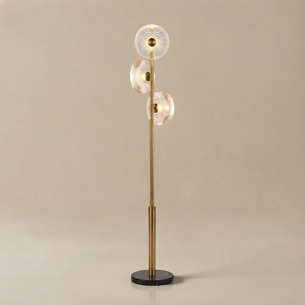 Excelis Luxus-Stehlampe – Eisen und Glas, amberfarben oder transparent, für Wohnzimmer und Schlafzimmer