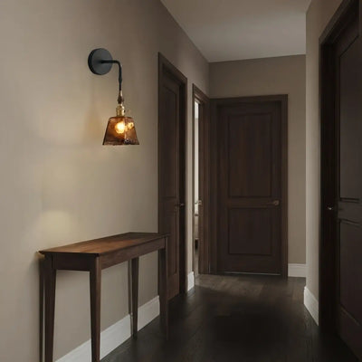 HL010Vetro Mid-Century Wall Lamp -- Amber Glass for Entryway