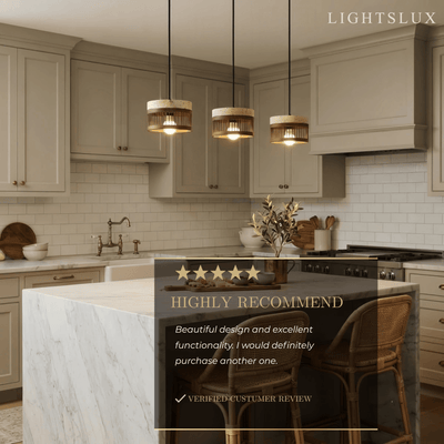 Strata Wabi-sabi Pendant Light --Travertine & Solid Wood Brown for Kitchen