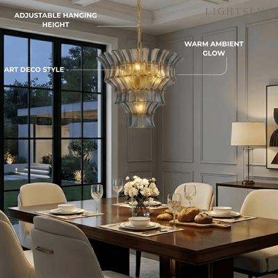 Vetro Mid-Century Handcrafted Murano Glass Chandelier -- Blue/Amber for Dining Room