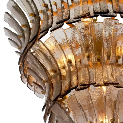 Vetro Mid-Century Handcrafted Murano Glass Chandelier -- Blue/Amber for Living Room Detail