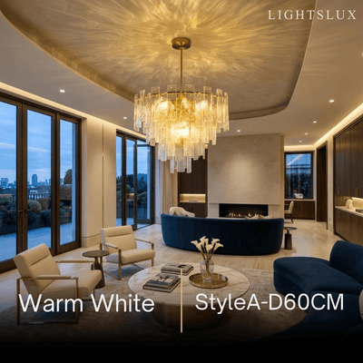 Excelis Luxury Chandelier -- Hand-Blown Glass & Metal for Living Room / Foyer Style A