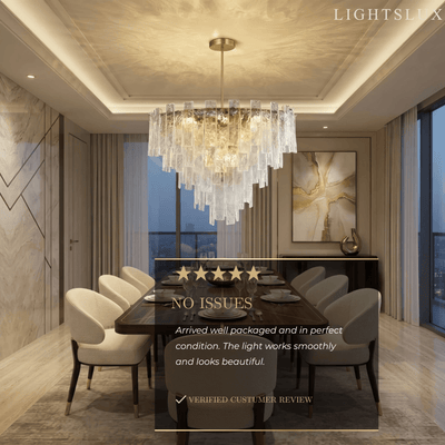 Excelis Luxury Chandelier -- Hand-Blown Glass & Metal for Dining Room / Foyer