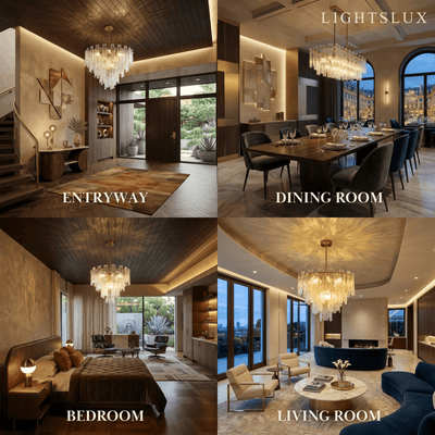 Excelis Luxury Chandelier -- Hand-Blown Glass & Metal for Home