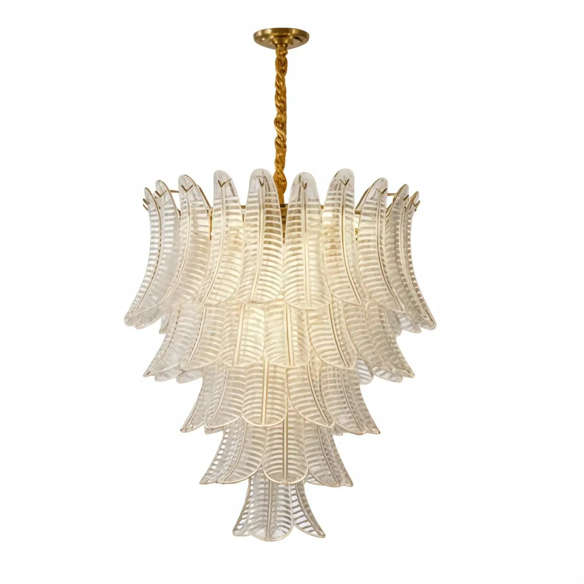 Excelis Luxury Sculptural Glass Leaf Chandelier -- Metal Frame for Dining Room
