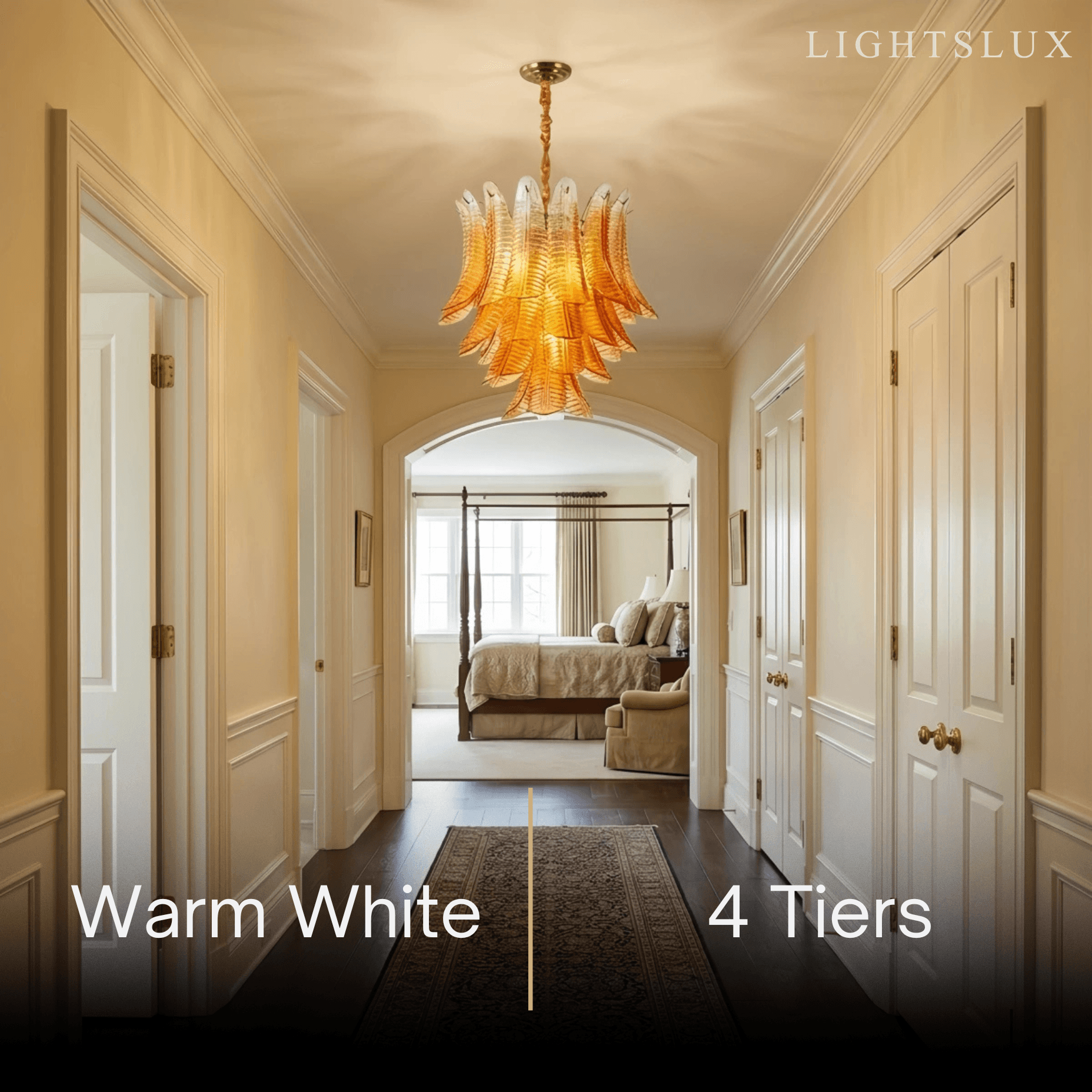 Excelis Luxury Glass Chandelier -- Amber Cascading Leaves