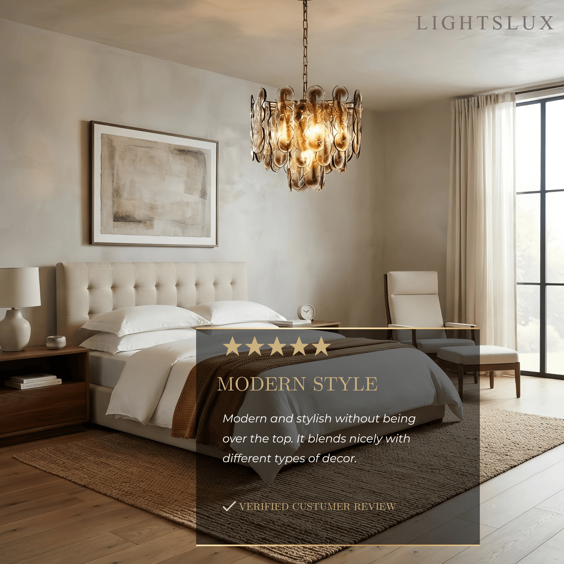 Vetro Vintage Glass Chandelier -- Smoked Gray Murano & Metal for Bedroom