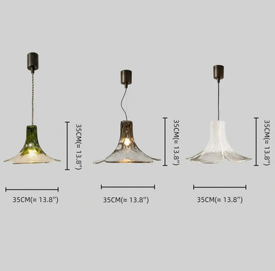Vetro Art Deco Flared Glass Pendant Light -- Green/Grey/White for Dining Room Size