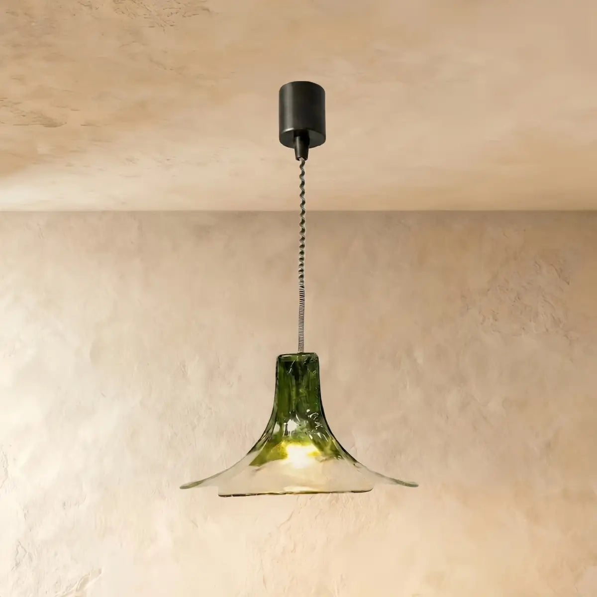 Vetro Art Deco Flared Glass Pendant Light -- Green for Dining Room