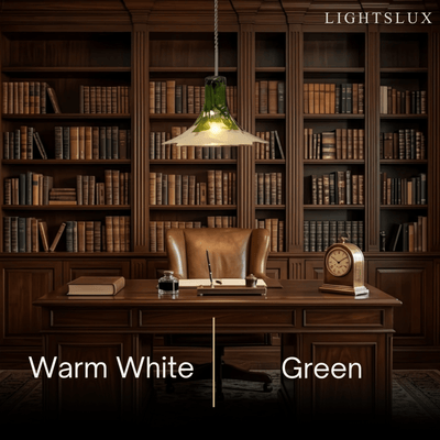 Vetro Art Deco Flared Glass Pendant Light -- Green/Grey/White for Study Room