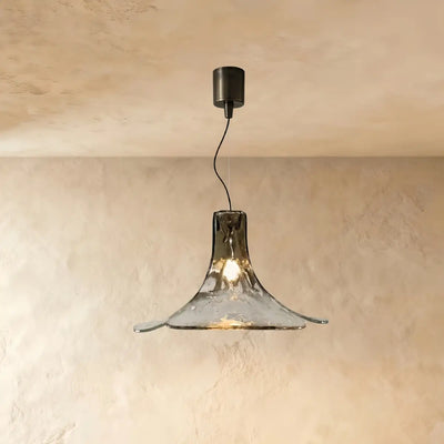 Vetro Art Deco Flared Glass Pendant Light -- Grey/White for Dining Room